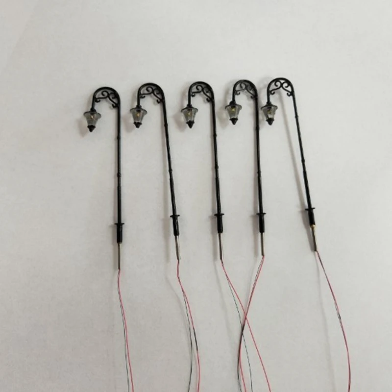 BAAA-10Pcs 1:87 HO مقياس الرجعية نموذج مصباح الشارع تخطيط عمود الإنارة حديقة مصابيح إضاءة للمناظر الطبيعية السكك الحديدية قطار مصباح المشهد الصغير
