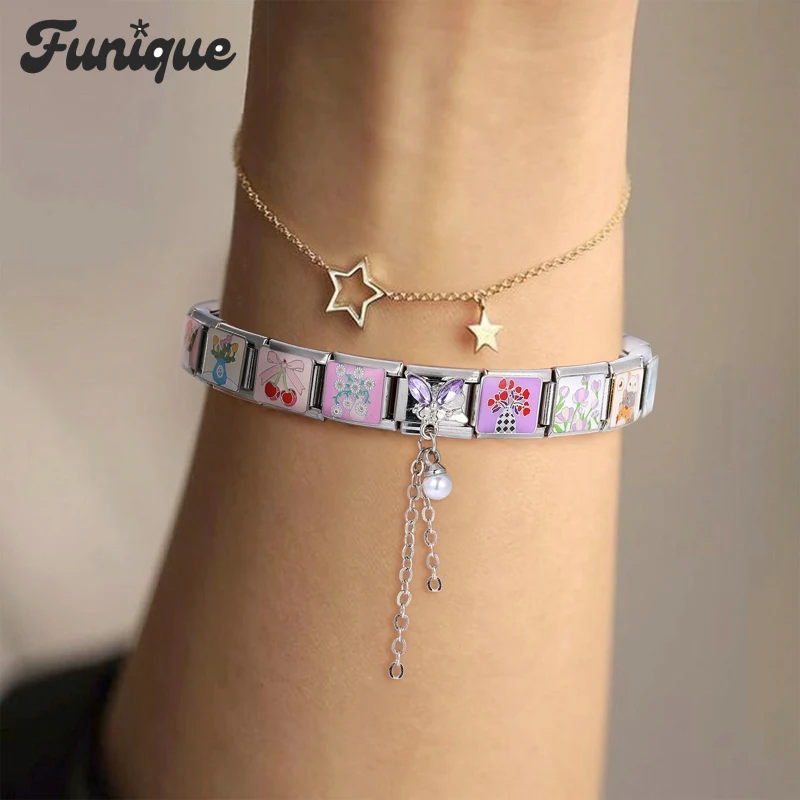 Fashion 3D Charm Butterfly Rabbit Maple Leaf Italian Charm Links Fit 9mm Bracelet Stainless Steel DIY Jewelry Making Wholesale