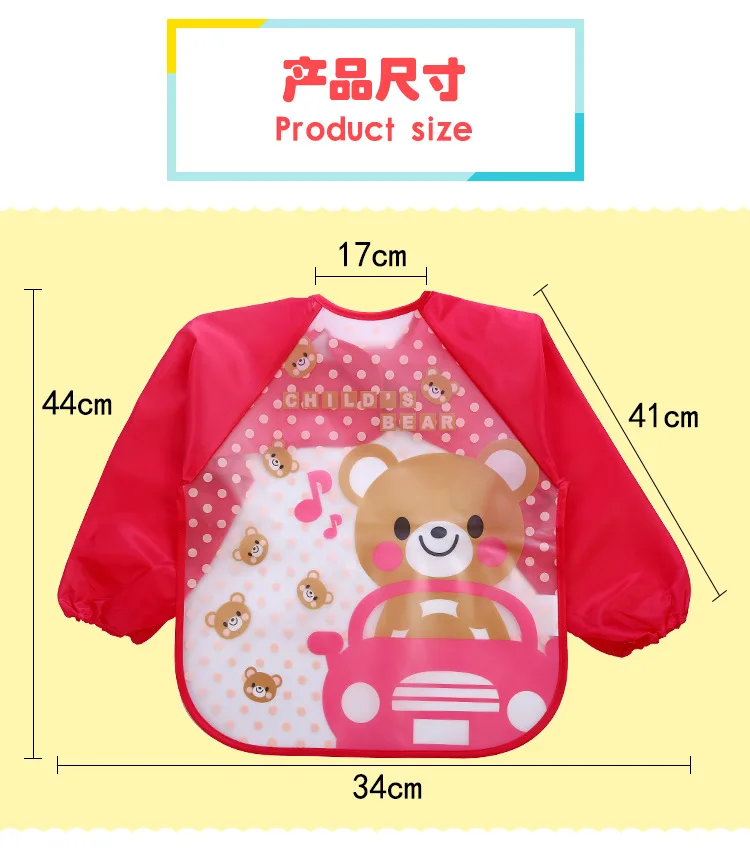 Cute Baby Bibs Impermeável Manga Longa Avental Crianças Alimentação Smock Bib Burp Pintura Desenho Soft Toddler Vestuário Bandana Bibs