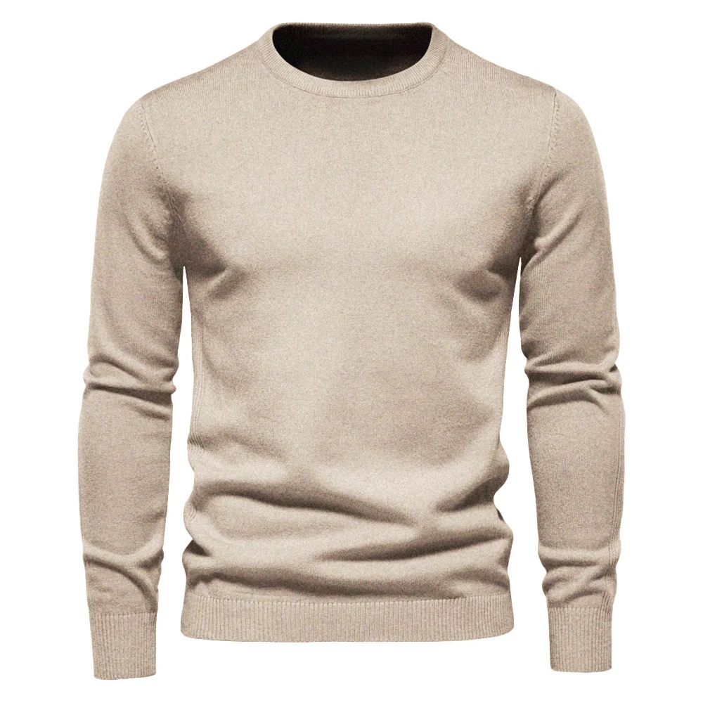 2023 New Winter Thickness Pullover Men O-neck Solid Color Long Sleeve Warm Slim Sweaters Men\'s Sweater Pull Male Clothing