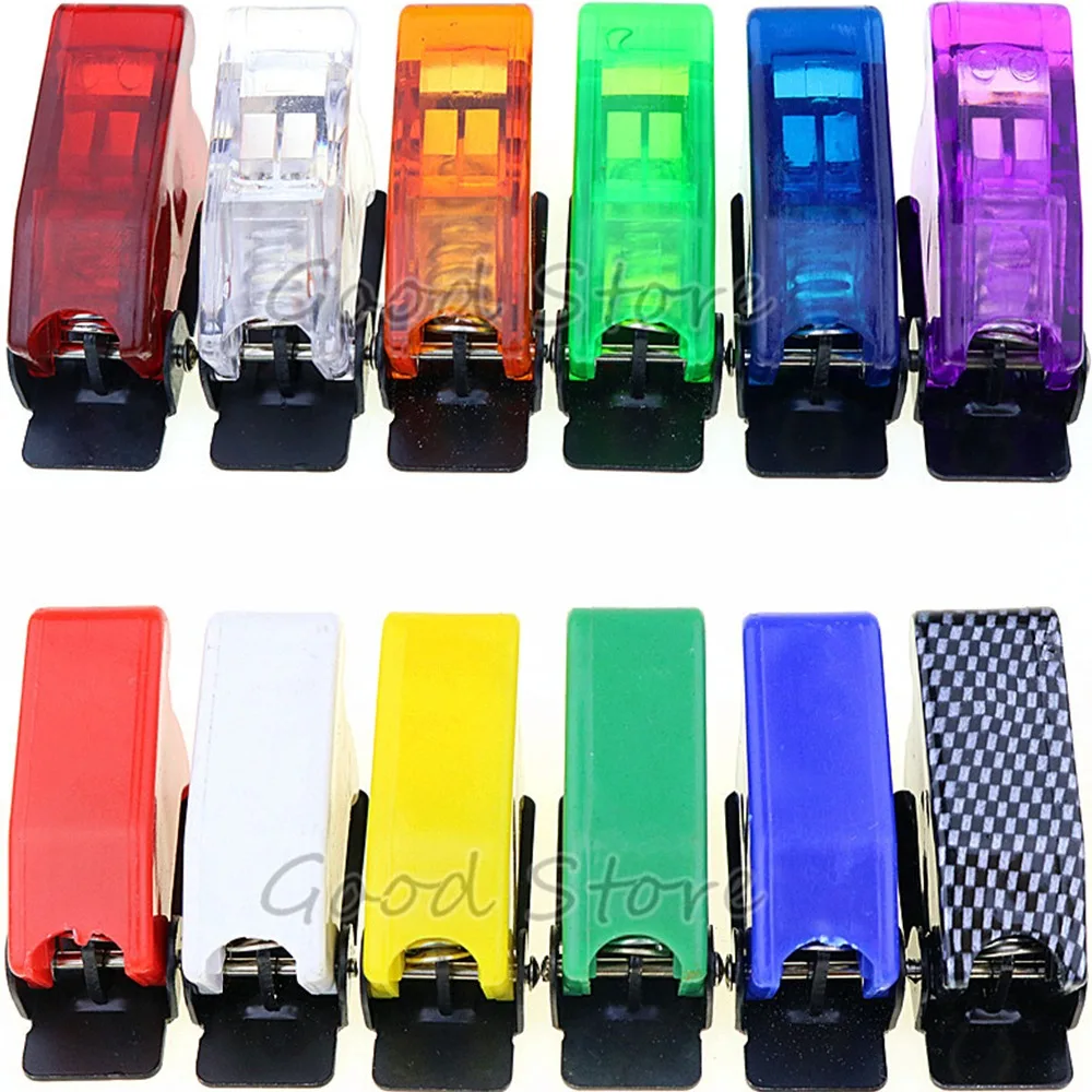 1PCS Auto Car Boat Truck Illuminated Led Toggle Switch\'s Safety Aircraft Flip Up Cover Guard Red Blue Green Yellow White