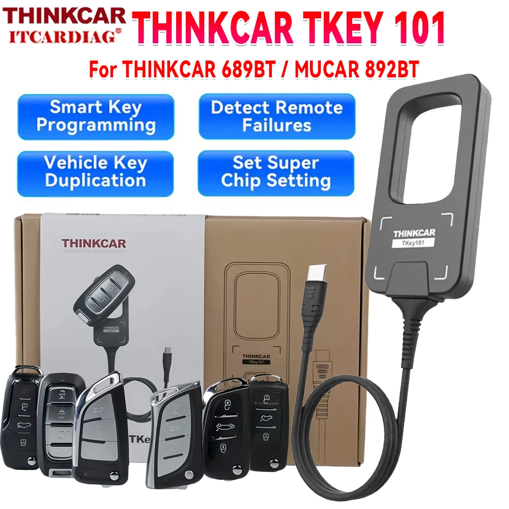 With 6 Unit Remote Keys THINKCAR TKEY 101 Car Key Programmer For THINKCAR 689BT MUCAR 892BT Support Anti-Theft System matching