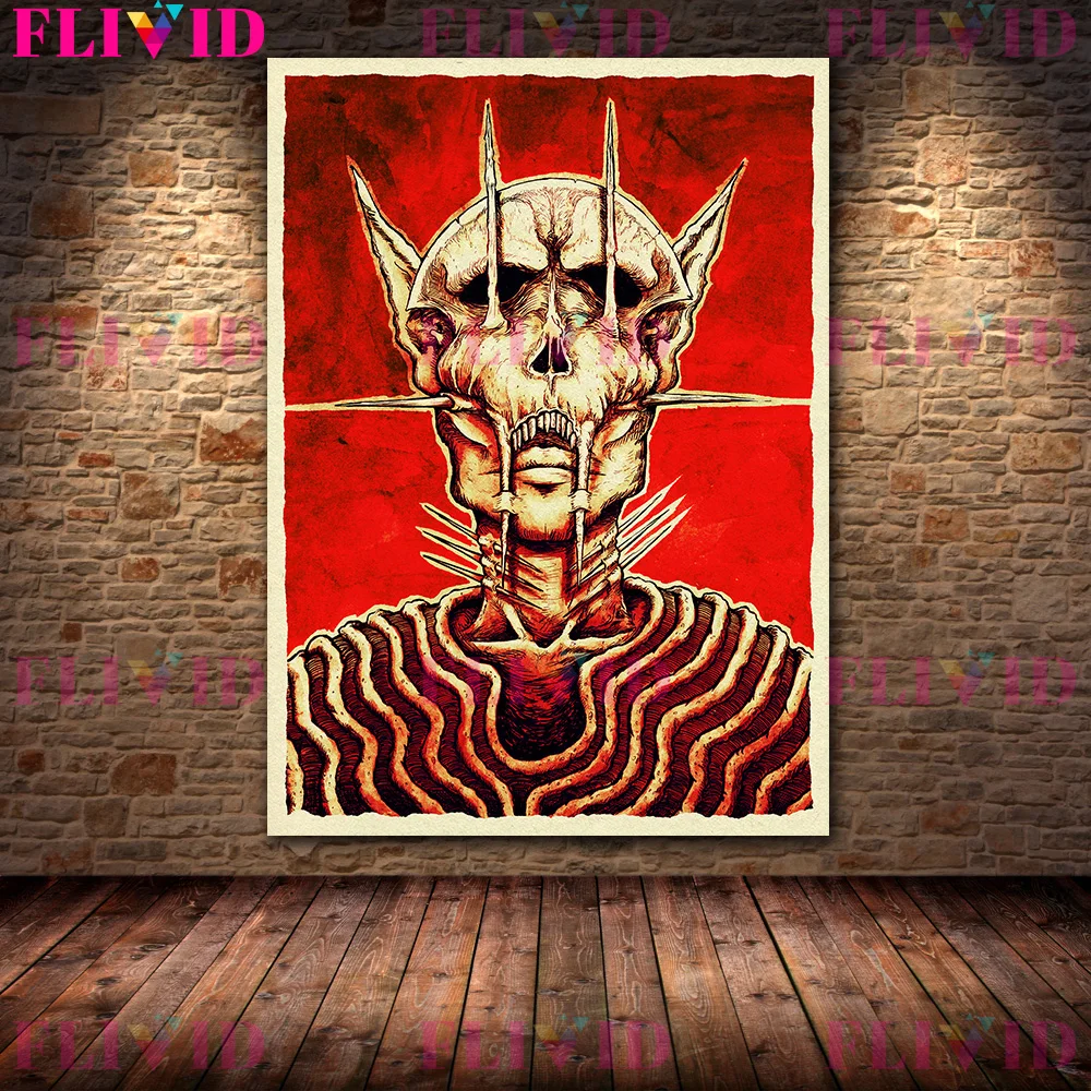 Pandora Box,Baphomet,The Red Devil,Abstract Wall Art Canvas Painting,Horror Evil Lord Gothic Art Poster And Print Home Decor