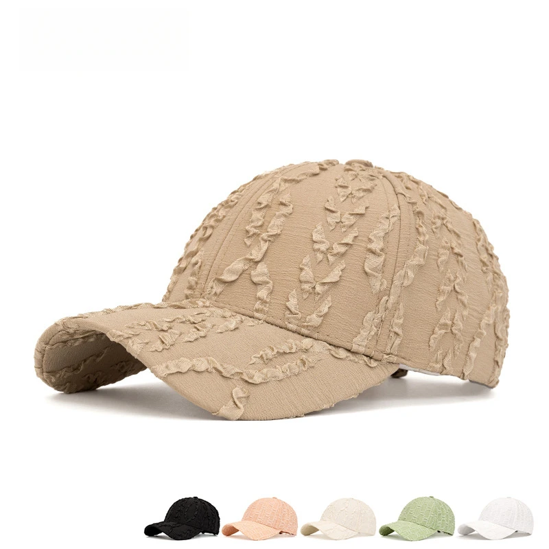 

Stylish Women's Baseball Cap Wrinkled Design Solid Color Made from Polyester Available in Dopamine Colors