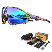 KAPVOE Polarised Cycling Glasses Outdoor Bicycle UV400 Goggles 5 Interchangeable Lenses Unisex Sports Sunglasses for Men Women