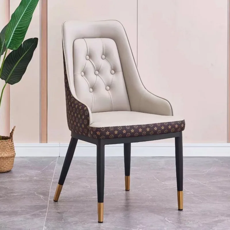 ！@High Quality Modern Design Dining Room Diamond Pattern Orange and Grey Cushion Dinging Chair for Home Use and Hotel
