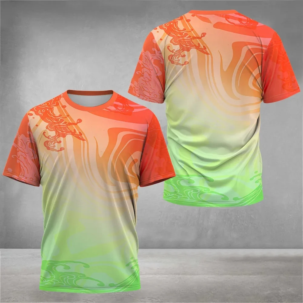 Sommerliches, farbenfrohes 3D-Druck Tennis-T-Shirt für Herren – Atmungsaktives Freizeit- und Sport-T-Shirt für Outdoor, Fitness und Radfahren mit kurzen Ärmeln