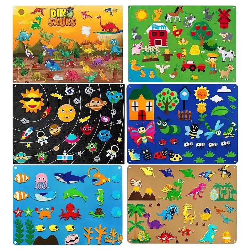 Felt Story Board Set Ocean Farm Insect Animal Interactive Game Preschool Education Storytelling Montessori Toys for Kids