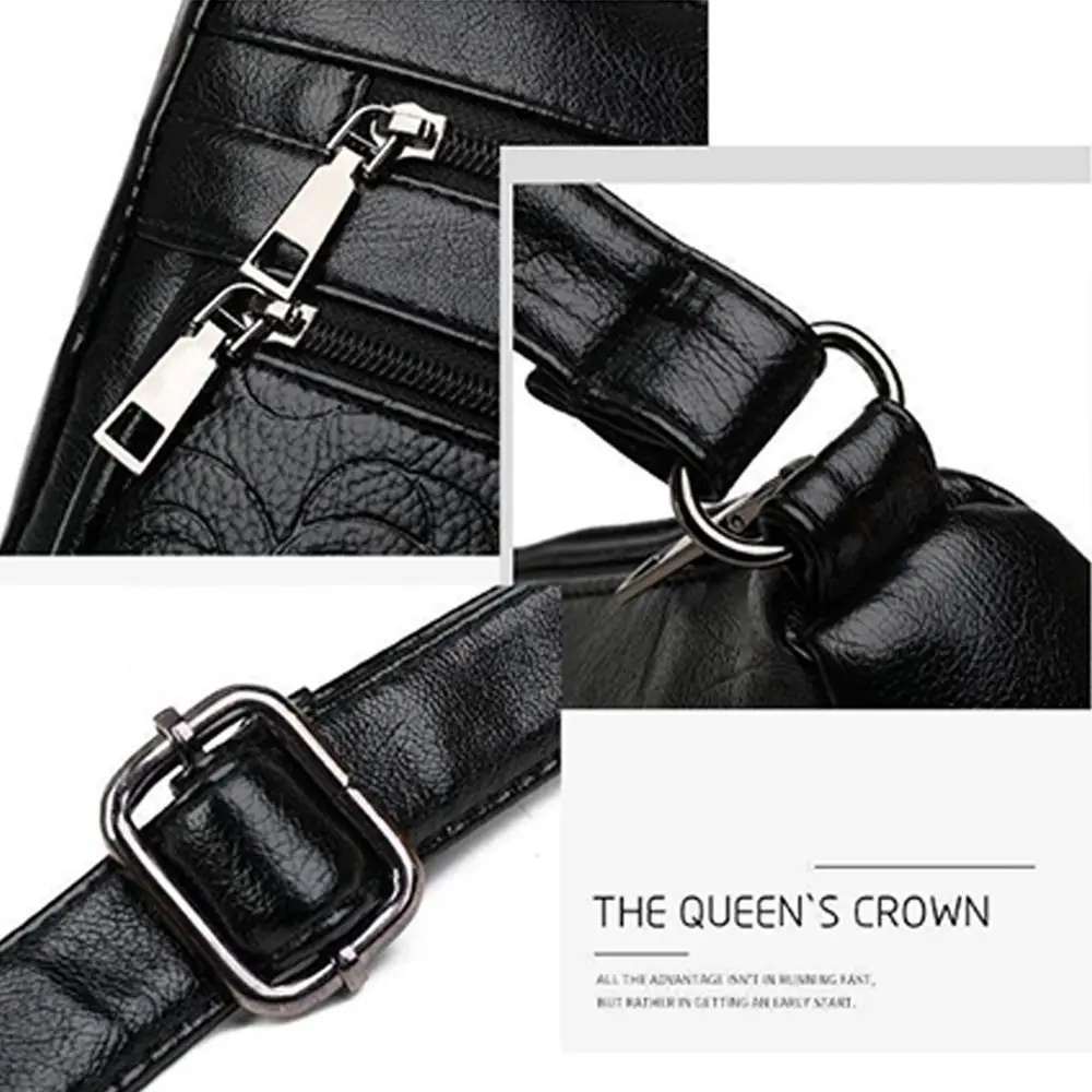 Elegante PU-Leder Einkaufstasche Schwarz Mehrschichtige Tasche für Mütter Mittleren Alters Große Kapazität Tragetasche für Damen – Detail 9