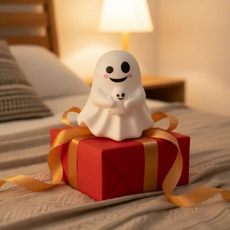 1/6Pcs Cute Flocked Ghost Figurines Adorable Smiling Faces Soft Touch Perfect For Halloween Bedroom Desktop Home Decoration
