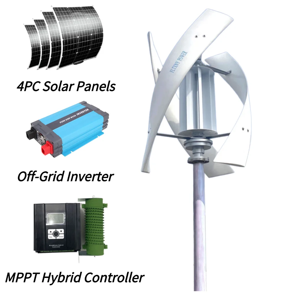 Household 10KW 20KW Vertical Axis Wind Turbine Alternative Energy Generator12V 24V 48V Windmills With MPPT Hybrid Controller