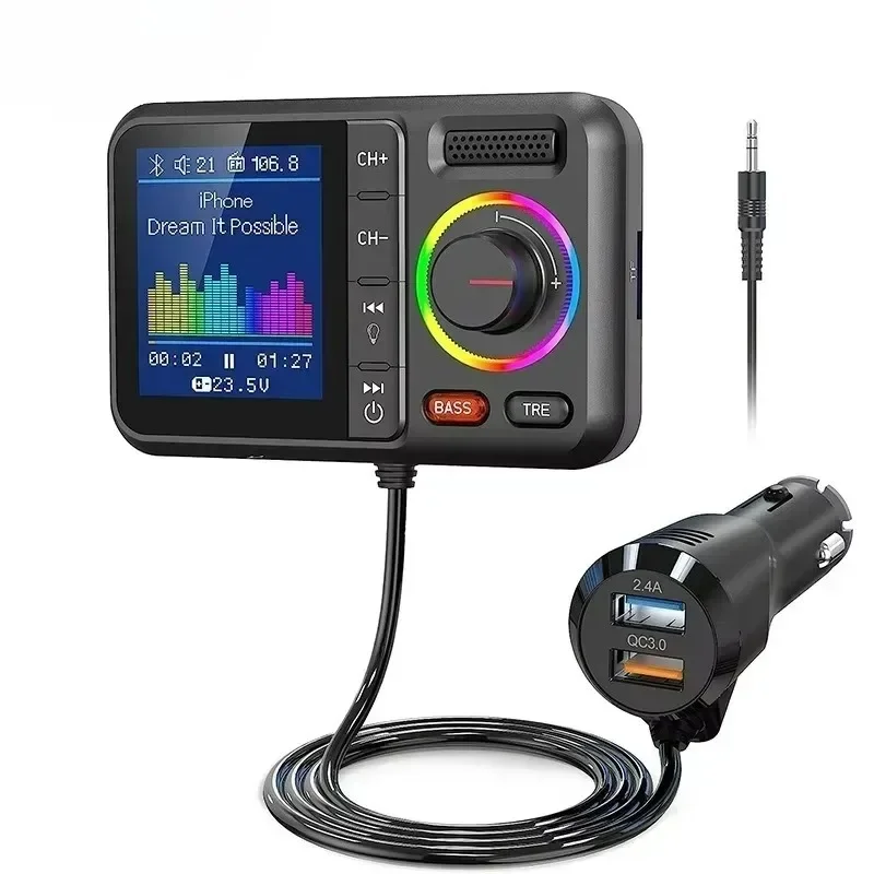

1pcs 12-24V Dual USB Fast Charger BT98L Car MP3 Bluetooth Player with Large Color Screen and Wireless FM Transmission 2025 Hot