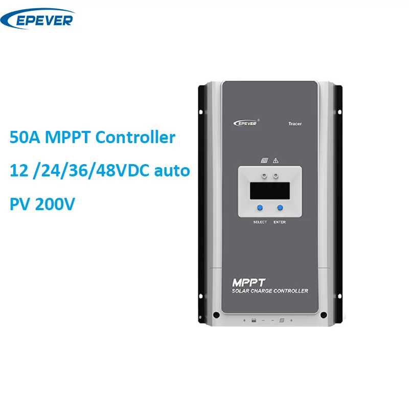 

EPEVER Epsolar Tracer5420AN 50A 12/24/36/48Vdc Auto MPPT Solar Charge Controller With LCD Screen And Battery Fuse 200Vdc Input