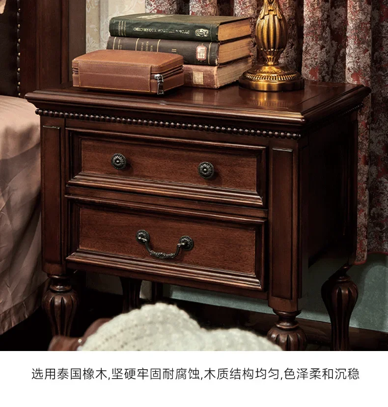 American all-solid wood bedside table Bedroom bedside cabinet Light luxury