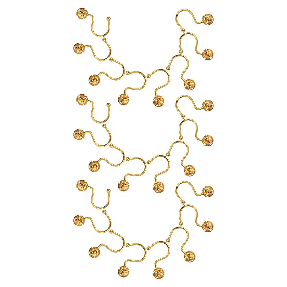 24Pcs Elegant Gold Finish Shower Curtain Hooks Sturdy Secure Design for Modern Farmhouse Bathroom Metal Curtain Rod Hooks