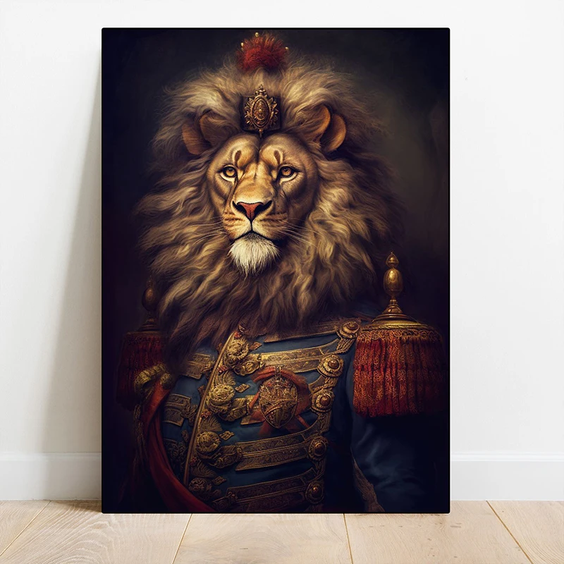 Wolf Lion Panther Rooster Cheetah Crow Deer Penguin Vintage Knight Animal Poster Canvas Painting Wall Art Picture for Room Decor - view 3