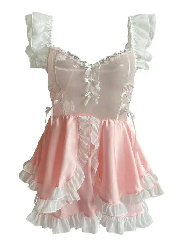 Tentação uniforme cama quente transparente, charme maduro, elegante, suave, romântico, sexy, servo, peito pequeno, romântico, feminino, SOF4