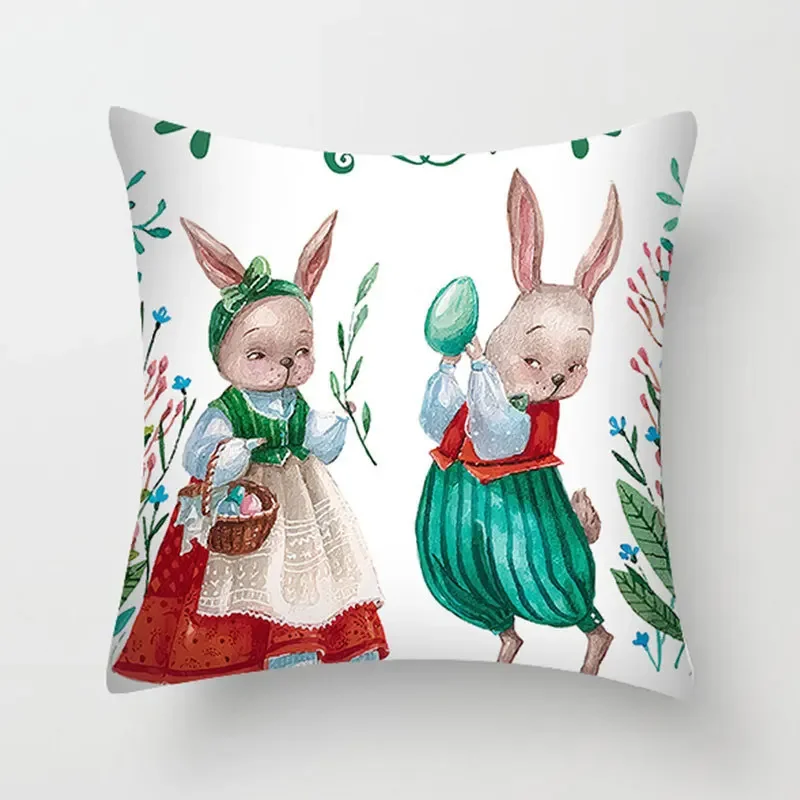 

Настраиваемая наволочка с милым кроликом в стиле поп, пасхальная подушка, домашняя подушка с цифровой печатью