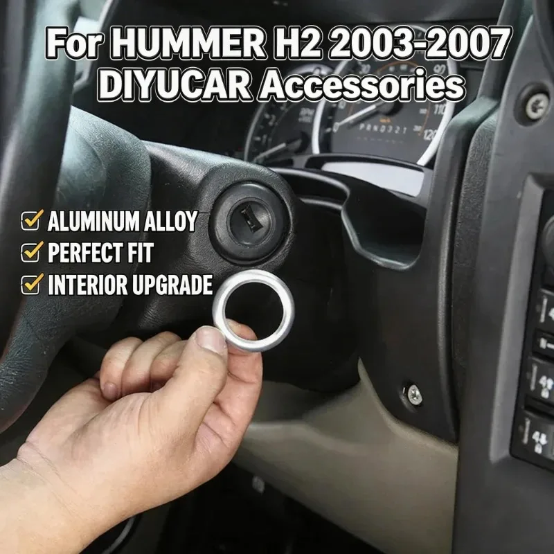 Ignition Key Lock Ring Cover Trim For Hummer H2 2003 2004 2005 2006 2007 Aluminum Alloy Silver Interior Accessories