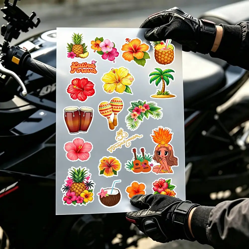 Colorful Beach Vacation Decor K-Karol G Stickers Multi Purpose Decal for Suitcase Laptop