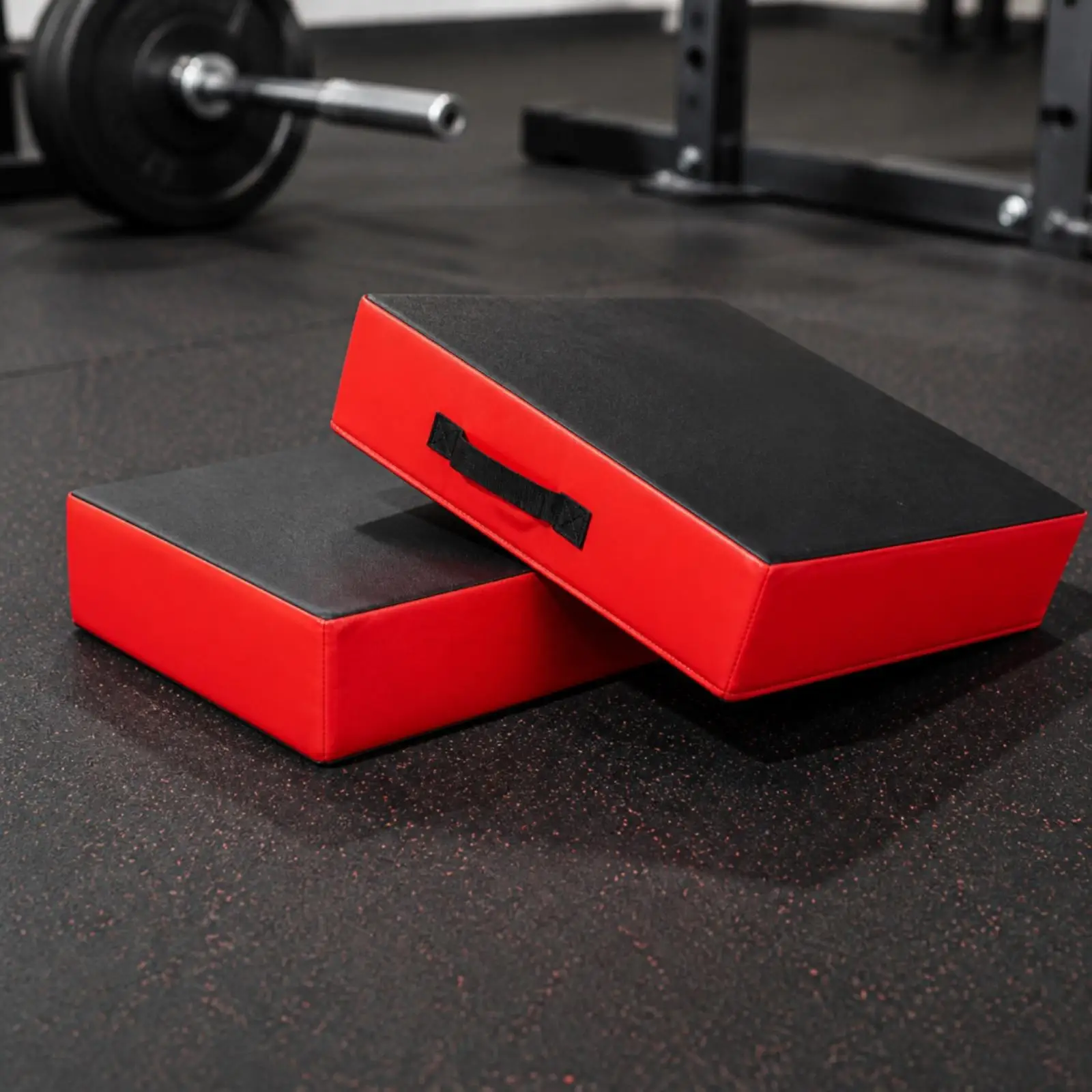 Set of 2 Shock Absorbing Barbell Mats with Carrying Handles and
