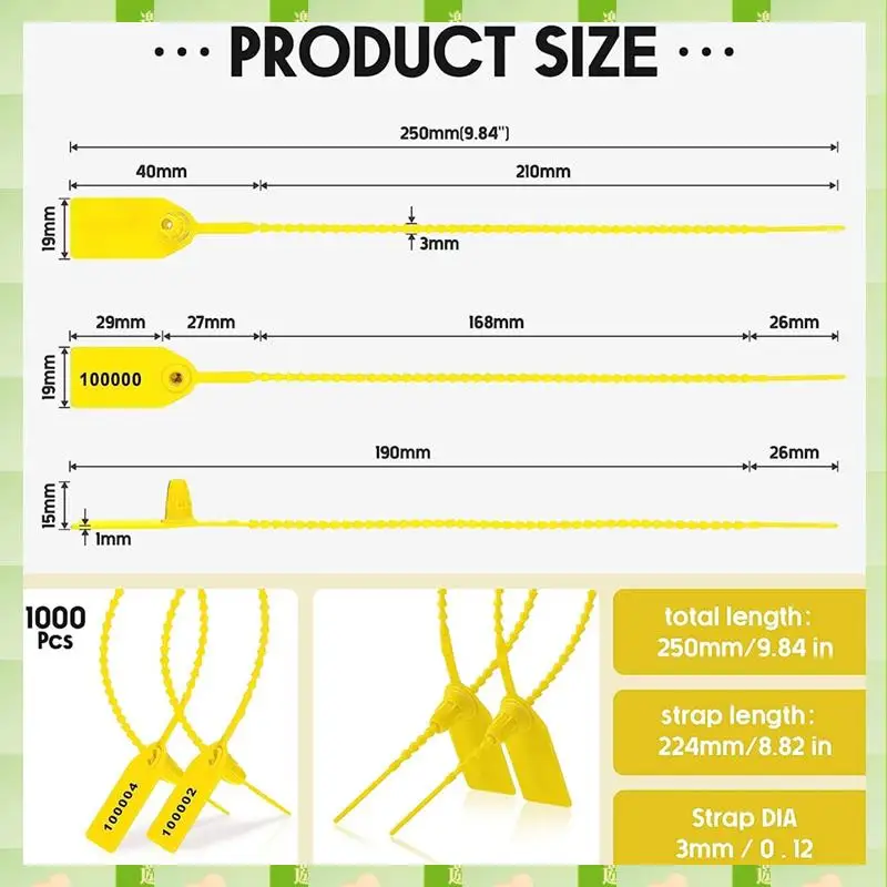 2025 1000Piece Fire Extinguisher Tags Security Tags Seals Safety Numbered Zip Ties Labels (Yellow),1000Piece Fire Extinguisher T