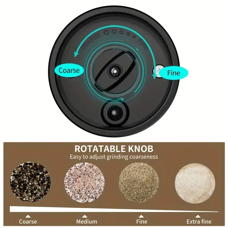 Stainless Steel Electric Salt and Pepper Grinder Set Type-C Li-ion Base Charging Gravity Sensor 100ml Capacity for Kitchen Use