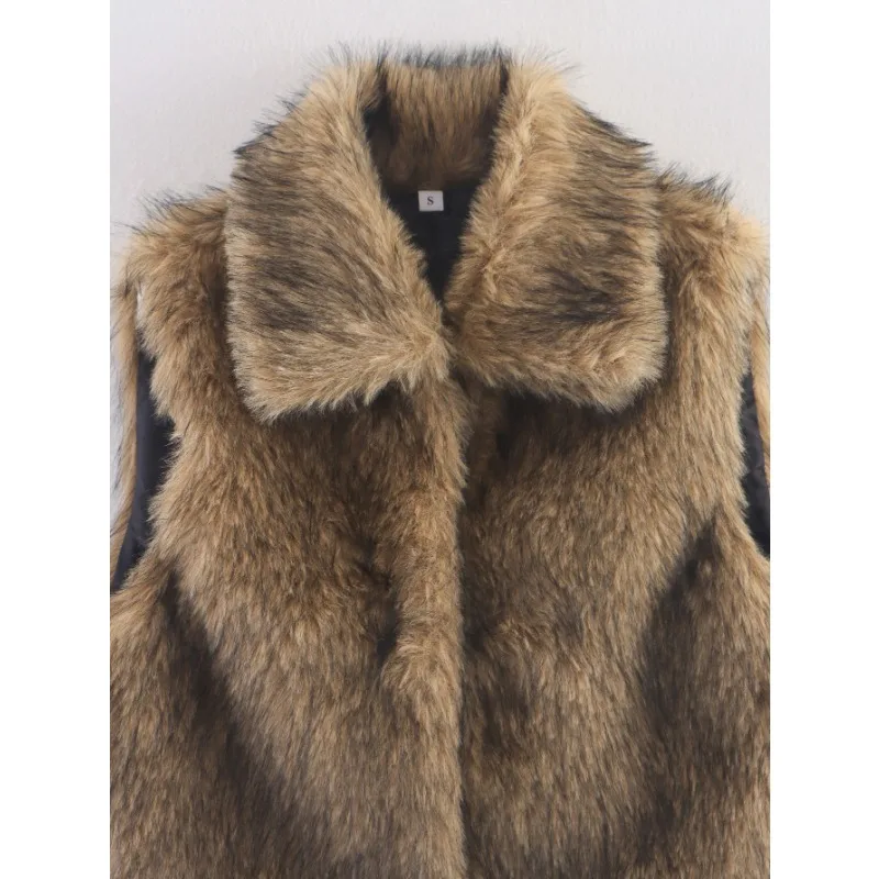 เสื้อผ้าผู้หญิง เสื้อกั๊กขนเฟอร์ฤดูใบไม้ร่วง Y2k สตรีทแวร์ใหม่ เสื้อกั๊กแฟชั่น เสื้อกล้าม เสื้อขนเฟอร์เทียม เสื้อโค้ทฤดูหนาว เสื้อโค้ทขนเฟอร์ผู้หญิง