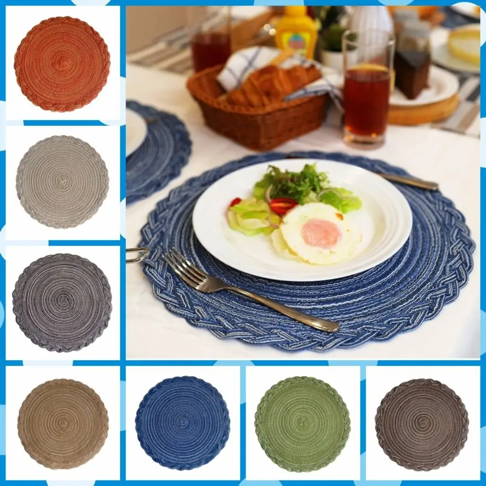 

Home Decoration Round Woven Placemats 18/30/38cm Nordic Style Insulation Mat Non-Slip Washable Coaster Christmas