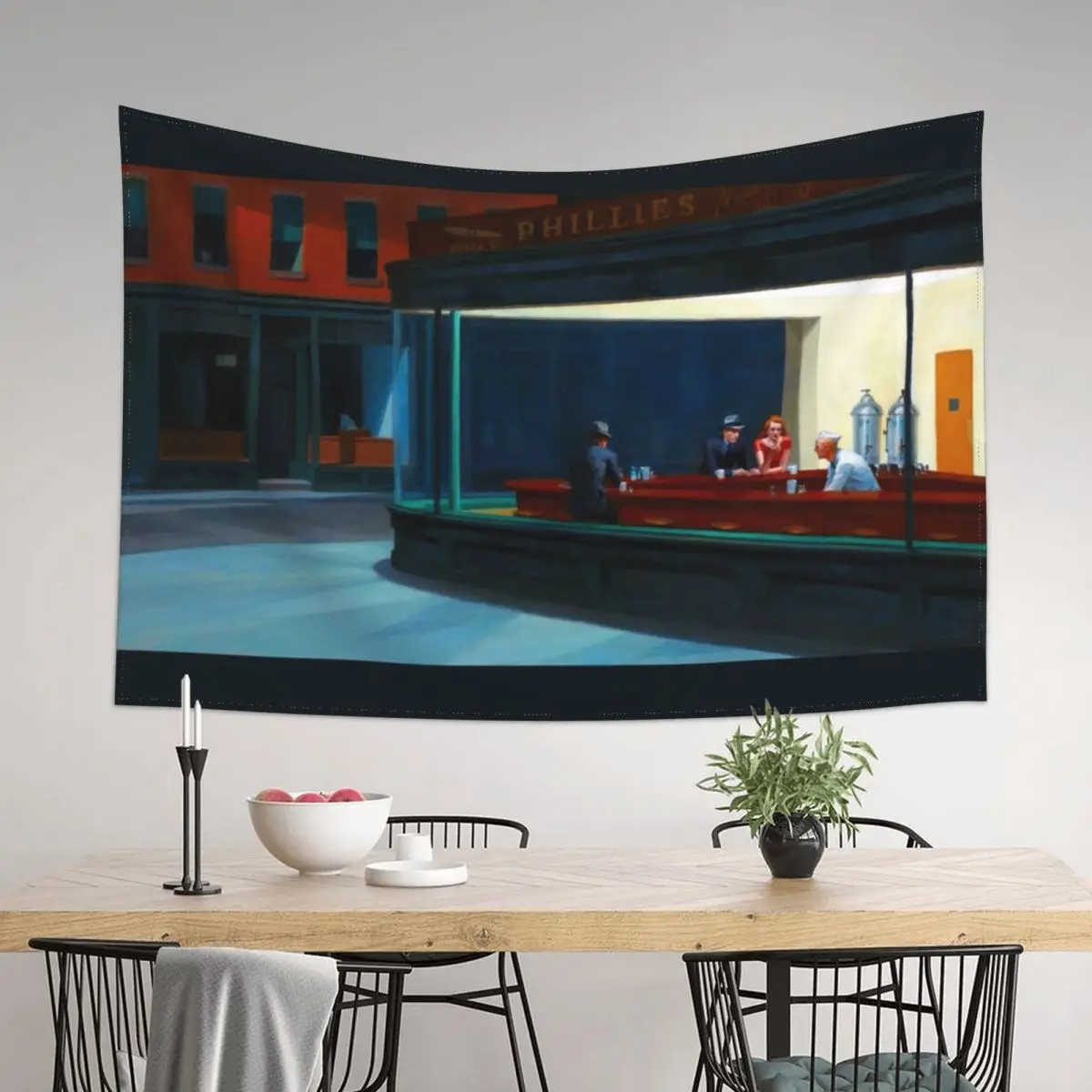 

Nighthawks by Edward Hopper (1942) Tapestry Decoration For Home Wall Hanging Wall Wall Decoration Items Bedrooms Decor Tapestry