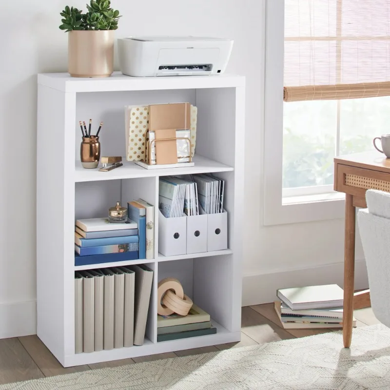 4-Cube Storage Organizer with Display Shelf, White Texture Finish