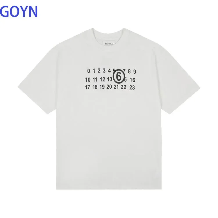Image of Herren Damen Minimalistisches Nummern-Grafik-T-Shirt Einfarbig Weiß Baumwolle Locker Sitzend Rundhals Alltägliches Basic Kurzarm-Oberteil Mit Kreis 6 Aufdruck