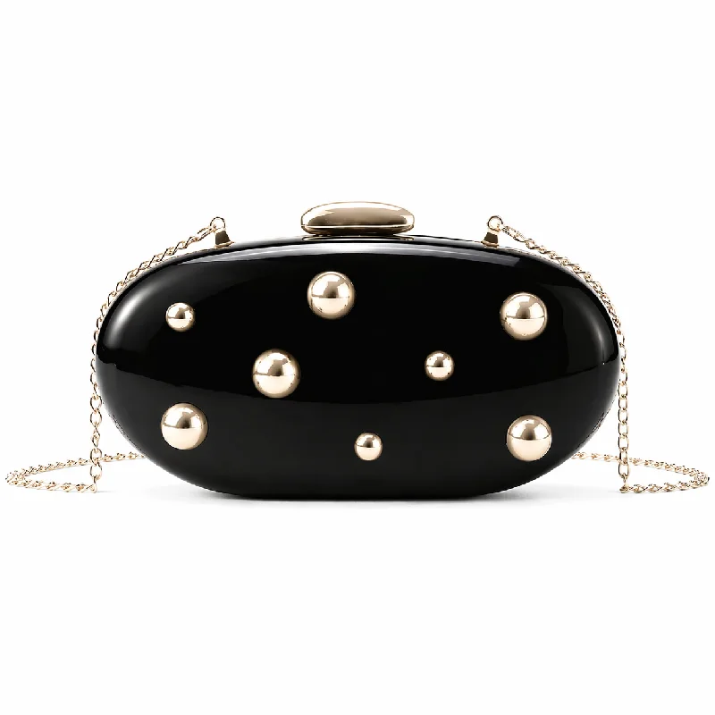 Bolso de hombro cruzado para boda, bolso de mano tipo concha, nuevo, de acrílico, de moda, tipo clutch, para fiesta de noche, de lujo, para invitadas, grande, negro, original para mujer