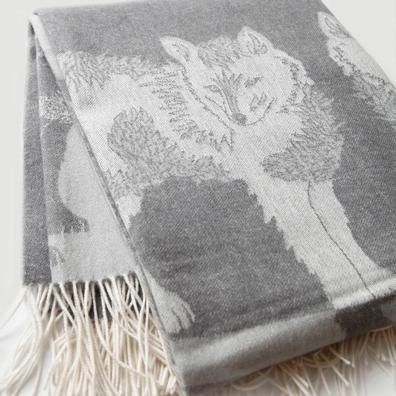 100% lamb wool Blanket Shawl With Tissue Home Decoration Sofa Throw Grey Animal Jaquard Warm Wool Bed Throw Office Nap Blanket