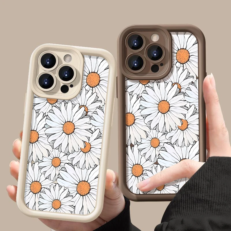 Chrysanthemum Print Soft TPU Case For iPhone 15 Pro Max 14 13 12 11 Pro Max 7 8 X XS SE 2022 XR Shockproof Silicone Phone Cover