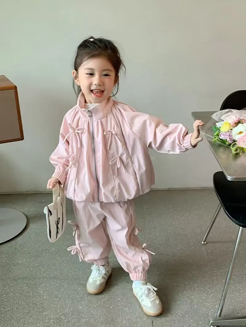 

Girls' Children's Clothing Set Children's New Style Western-Style Baby Girl Bow Two-piece Set Kids Outfits
