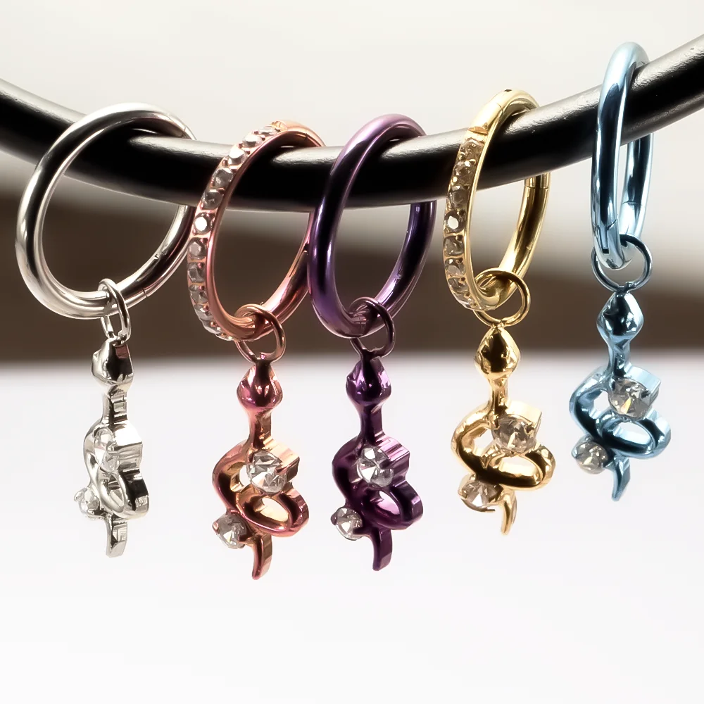 PUTITUP F136 Titanium Alloy Mysterious Snake Zirconia Pendant Earrings Pendant Can Be Purchased Separately Body Piercing Jewelry