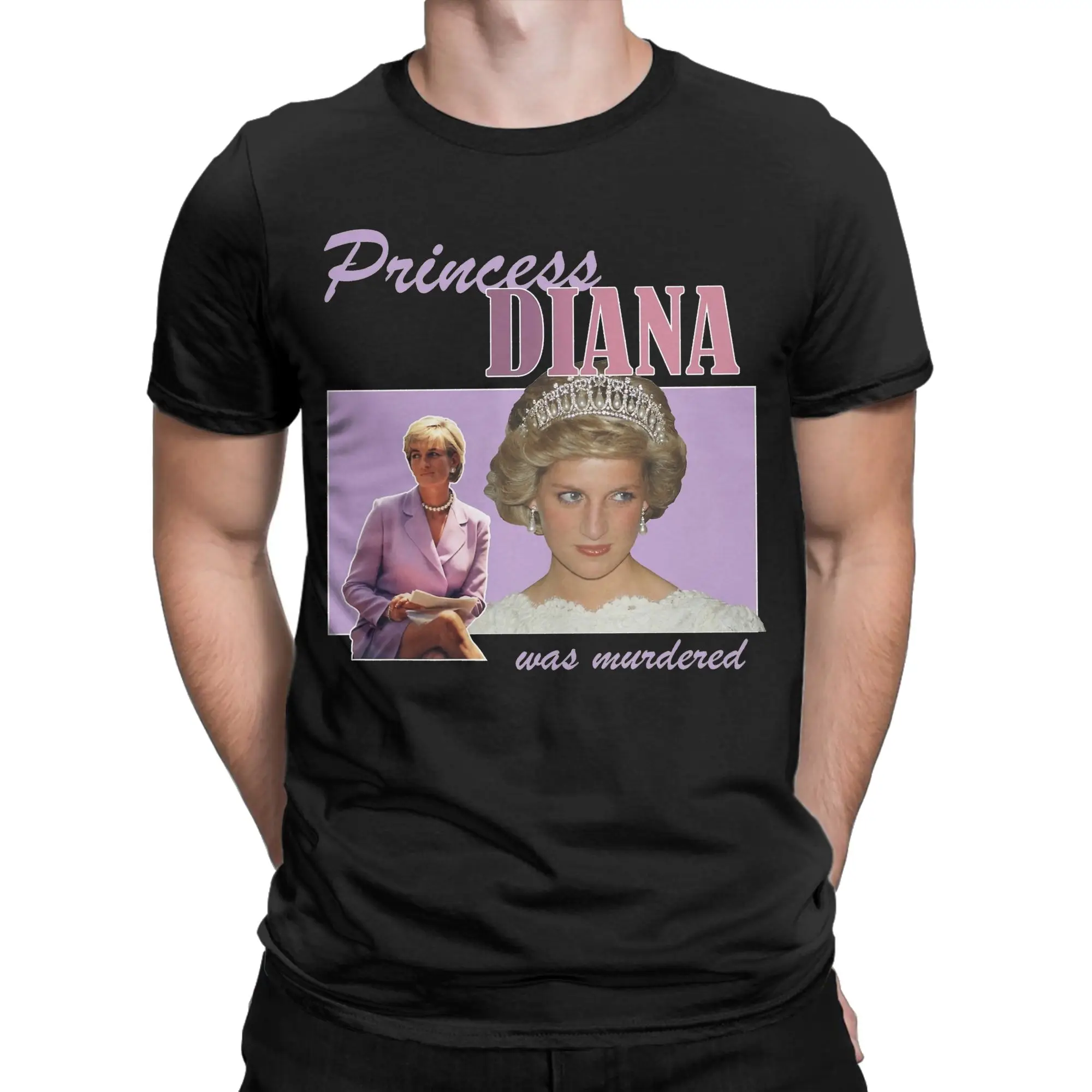 Men's T-Shirt Princess Diana Funny 100% Cotton Tee Shirt Short Sleeve  T Shirt Crew Neck Tops Plus Size