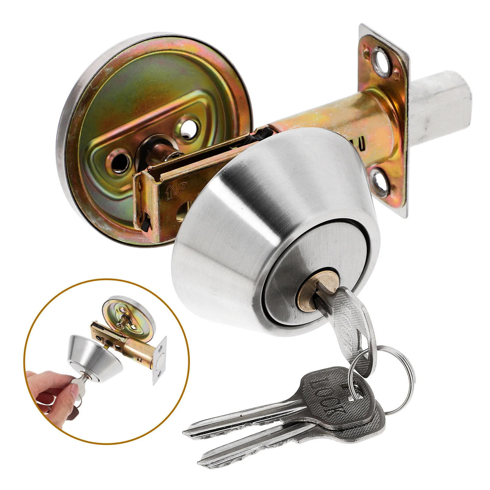 

Hidden Door Lock 35Mm-50Mm Stainless Steel One Sided Deadbolt For Interior Doors Heavy Duty Keyed Entry Contemporary