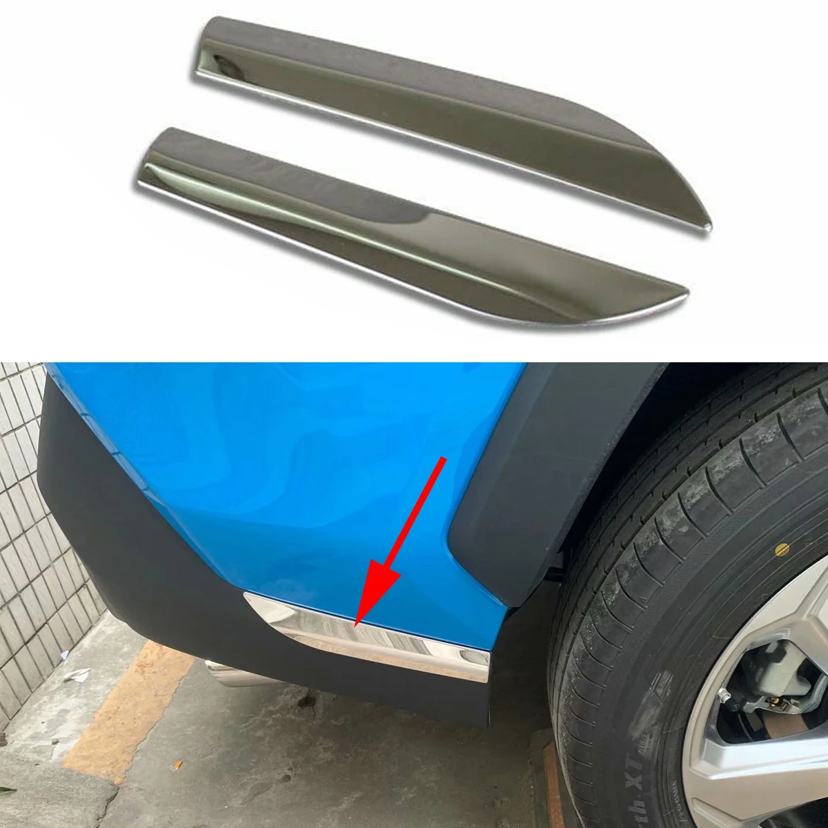 

Chrome Accessories For Toyota RAV4 2019 2020 2021 Car Rear Corner Bumper Guard Cover Trim Strips Decoration 2PCS