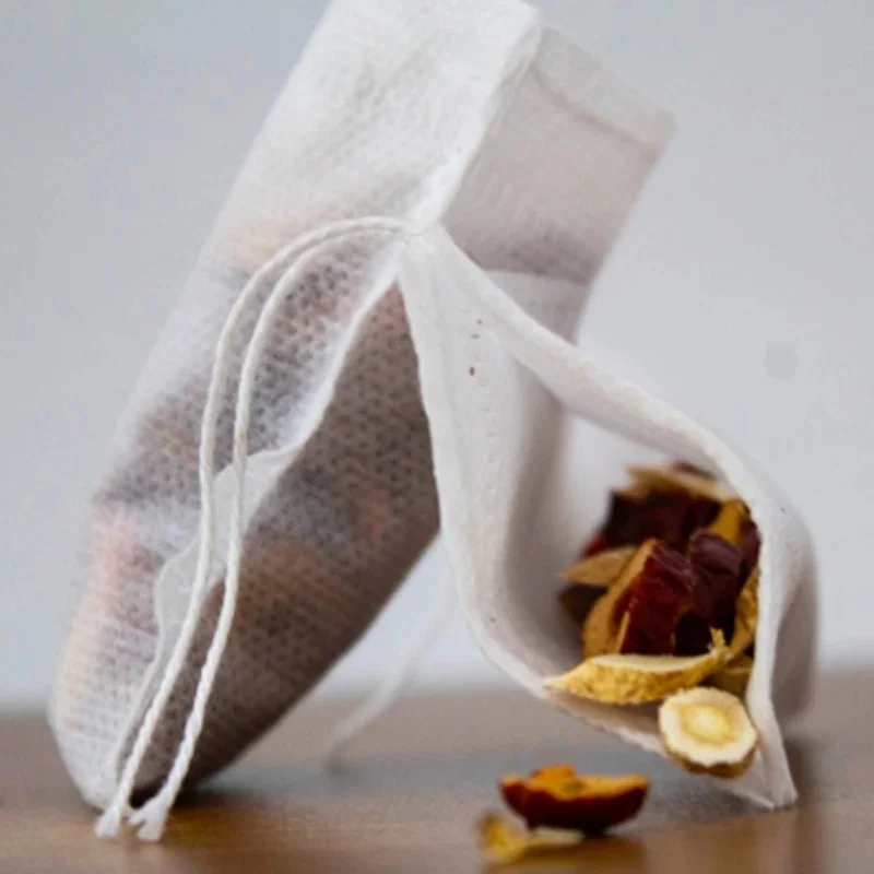 100-400pcs Disposable Teabags Non-woven Fabric Tea Filter Bags for Spice Tea With Draw String Filter Paper for Herb Loose Tea