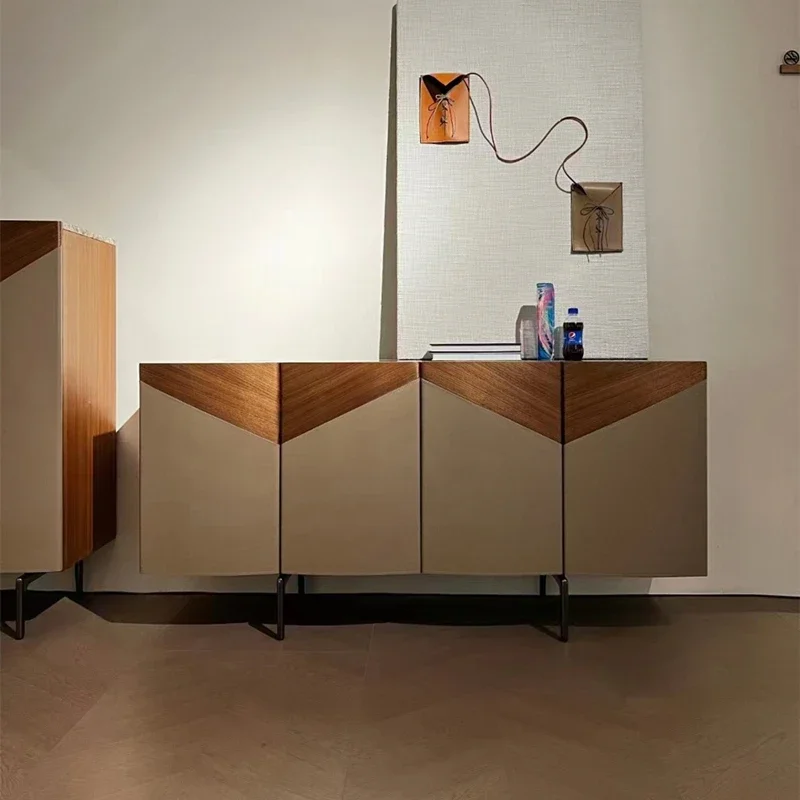 

Обеденный шкаф из седельной кожи, итальянский сундук, телевизор из массива черного ореха, легкий роскошный вертикальный шкаф