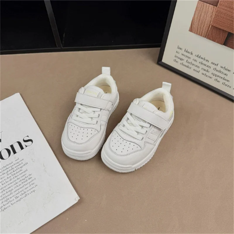 

2026 New Spring Children Shoes Leather White Kids Tennis Breathable Fashion Outdoor Boys Girls Sneakers Size 22-37