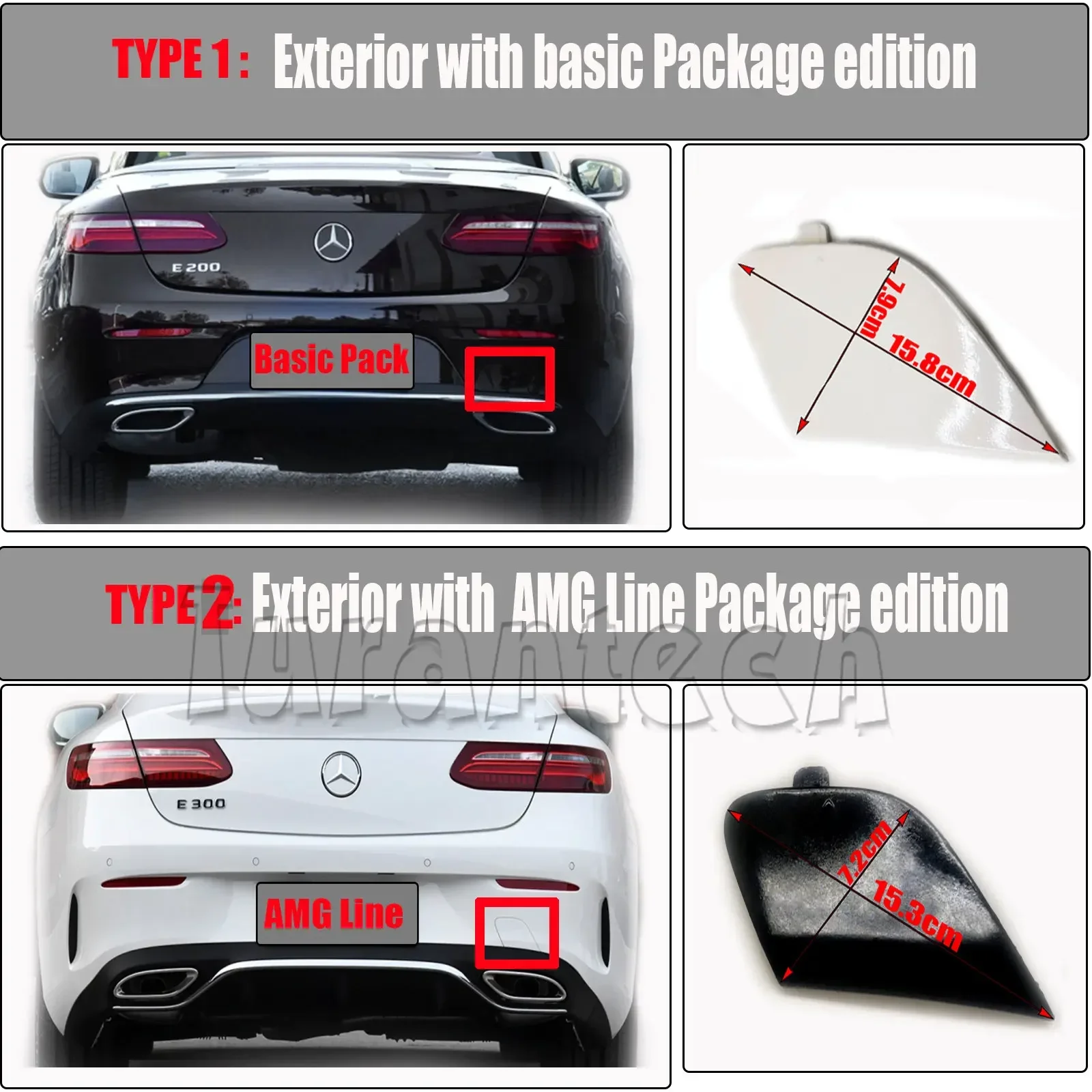 Rear Tow Cover For 17-20 Mercedes E W238 convertible A238 coupe C238 E200 E220 E300 E350 E400 E450 bumper Eye Hook Towing Cap