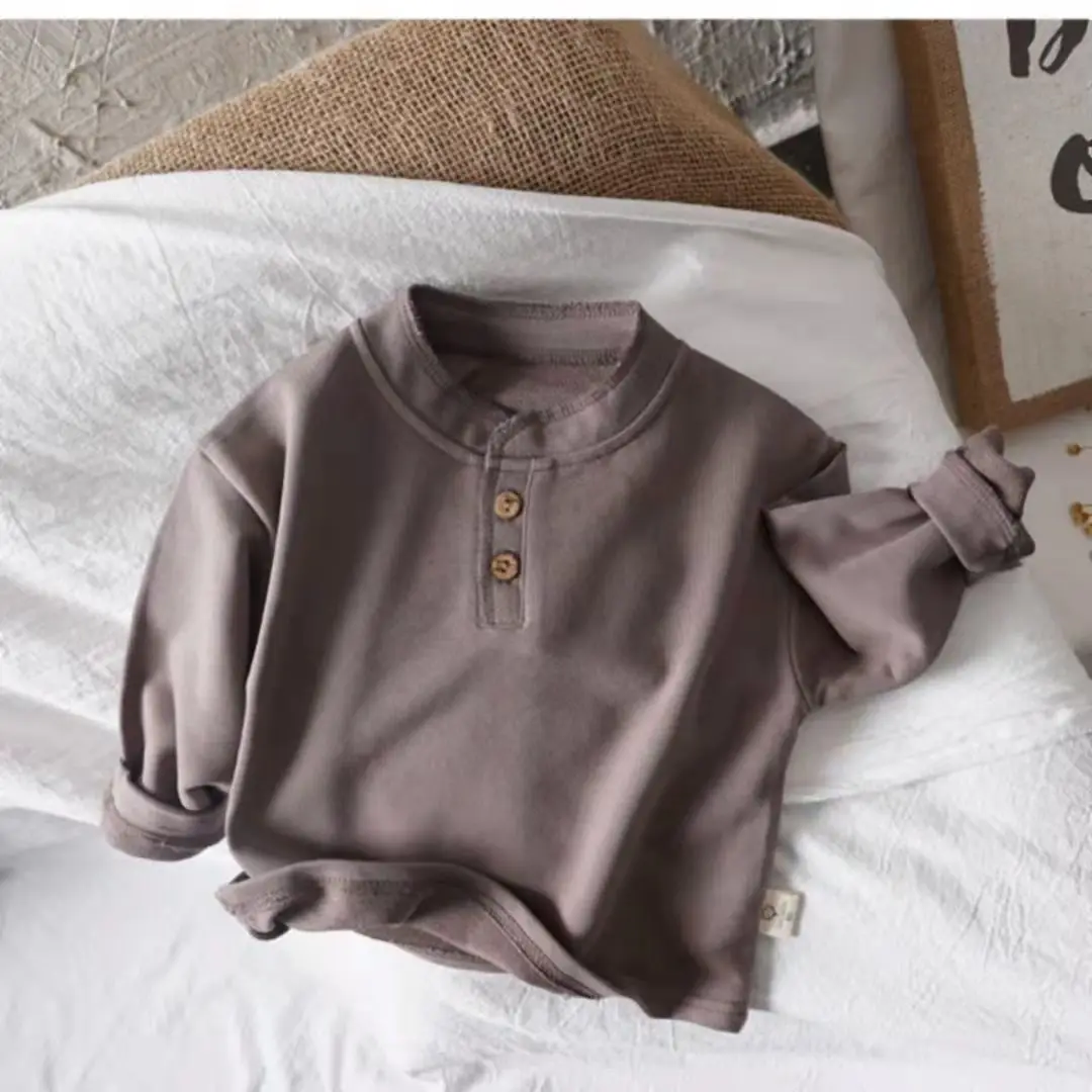 Korean Children\'s Casual Long-sleeved T-shirt Spring Autumn New Boys and Girls Cotton Top T-shirt Children\'s Bottom Shirt