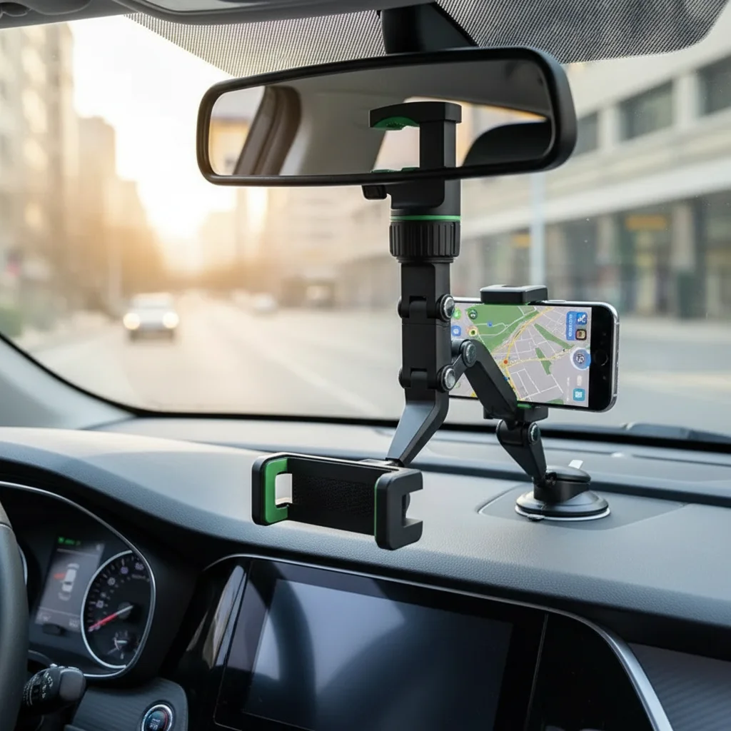 Universal Car Rearview Mirror Phone Holder 360 Degree Rotation Adjustable Stand for All Smartphones