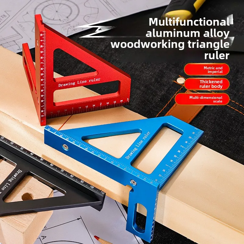 

Утолщенная угловая линейка из алюминиевого сплава для деревообработки - многофункциональный градуированный измерительный инструмент для плотников