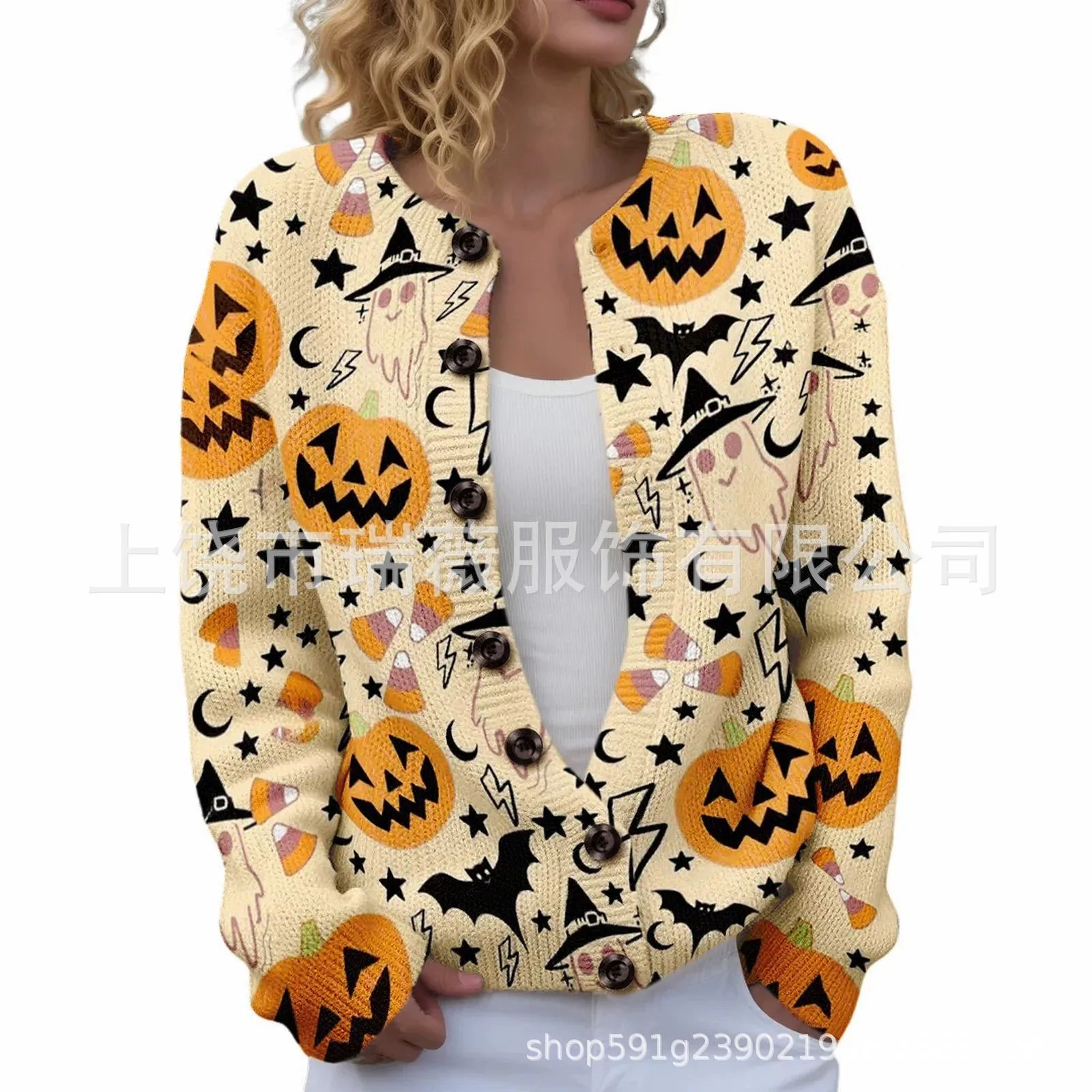 Printed No Hood Hat Regular Length Cute with 3D Autumn Button Front Regular Fit 3D Pattern Sweet Long Sleeve Cardigan for Women
