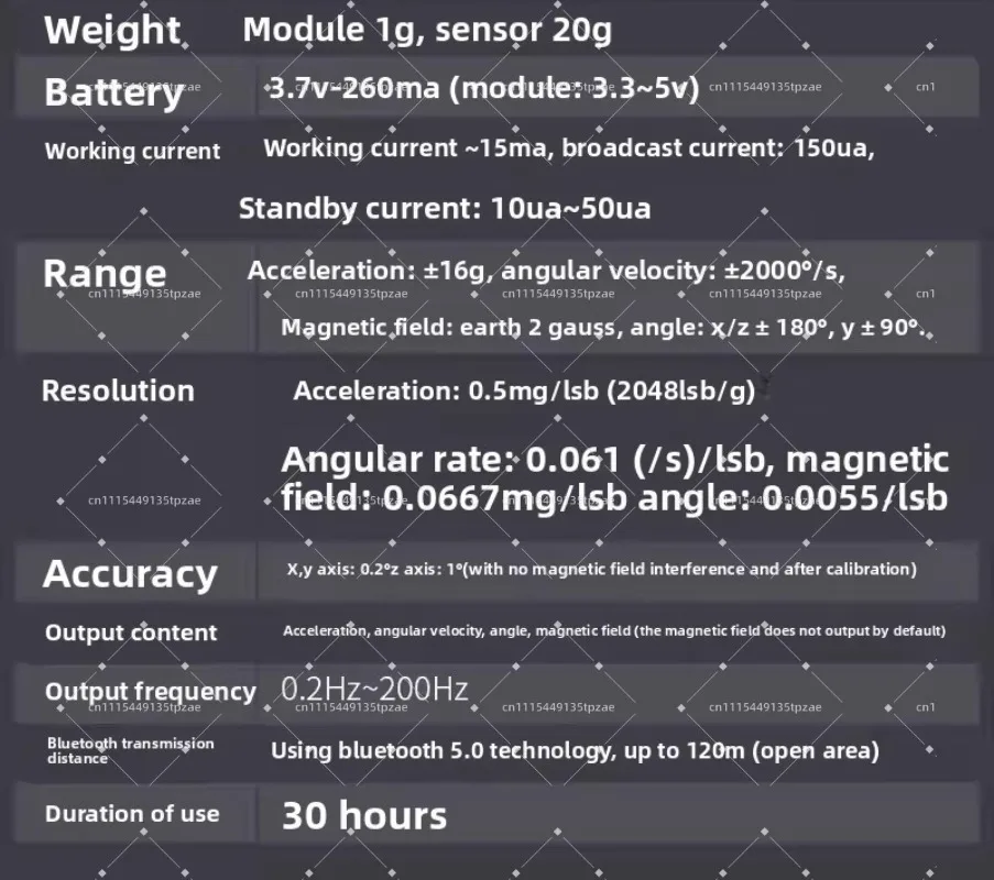 Witt Smart Bluetooth 5.0 Wireless Module Acceleration Gyroscope Electronic Compass Magnetometer Tilt Sensor