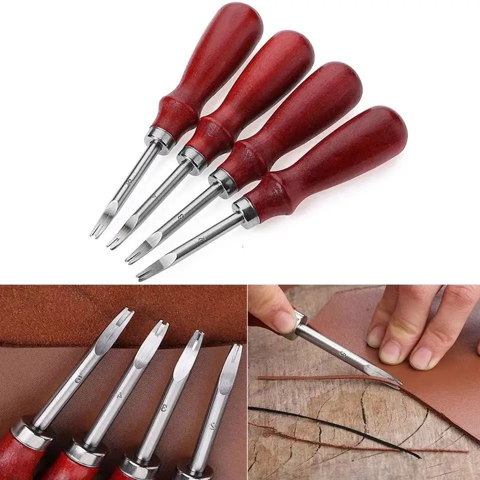 1 pc Leder Kantens ch neider Trimmer Schneiden Beveler Creaser Skiving Cutter Abschrägung messer mit Holzgriff Polieren Handwerk DIY Werkzeuge
